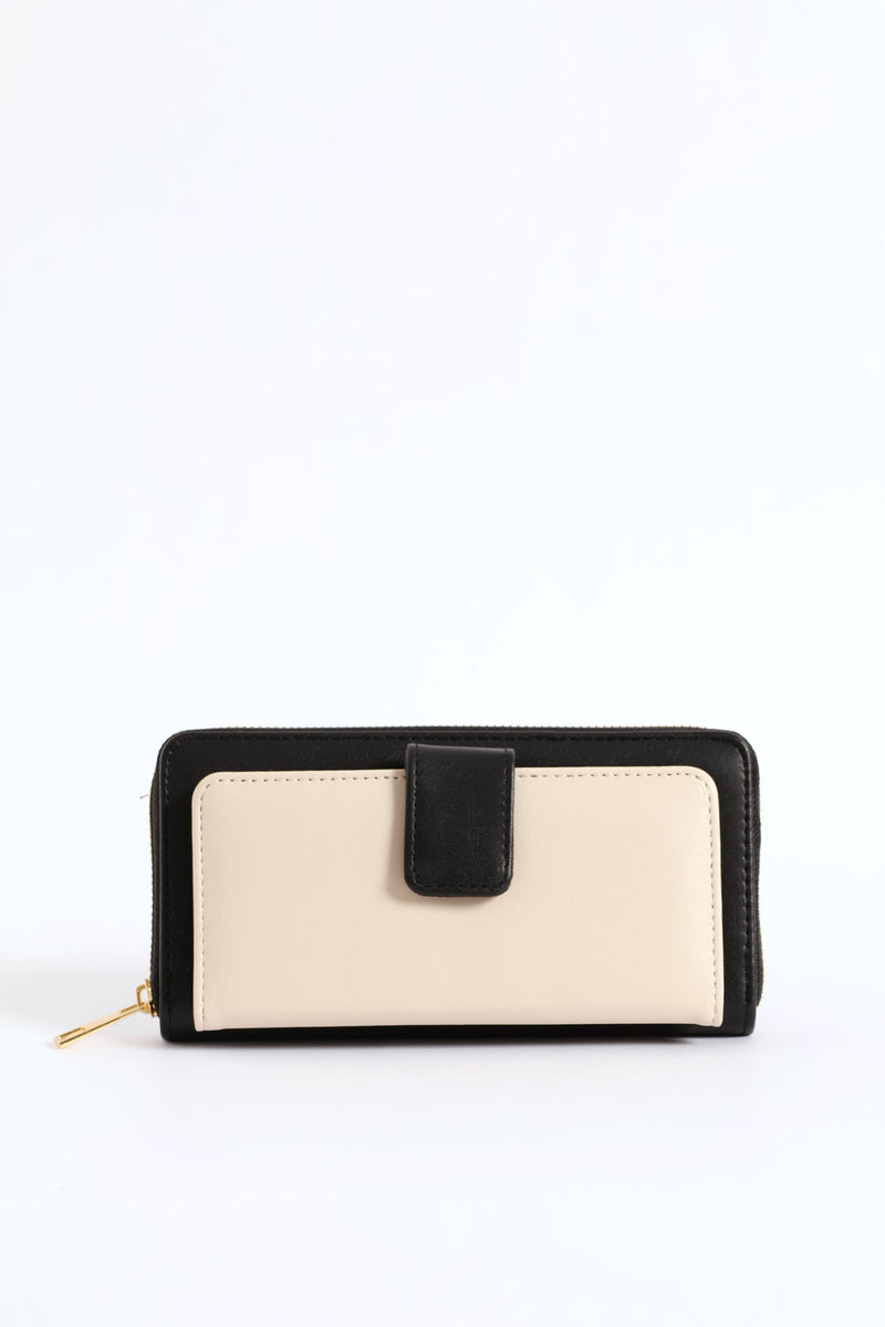 Colour Block Flap Zip Around Purse - Multi
