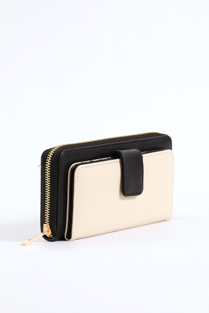 Colour Block Flap Zip Around Purse - Multi