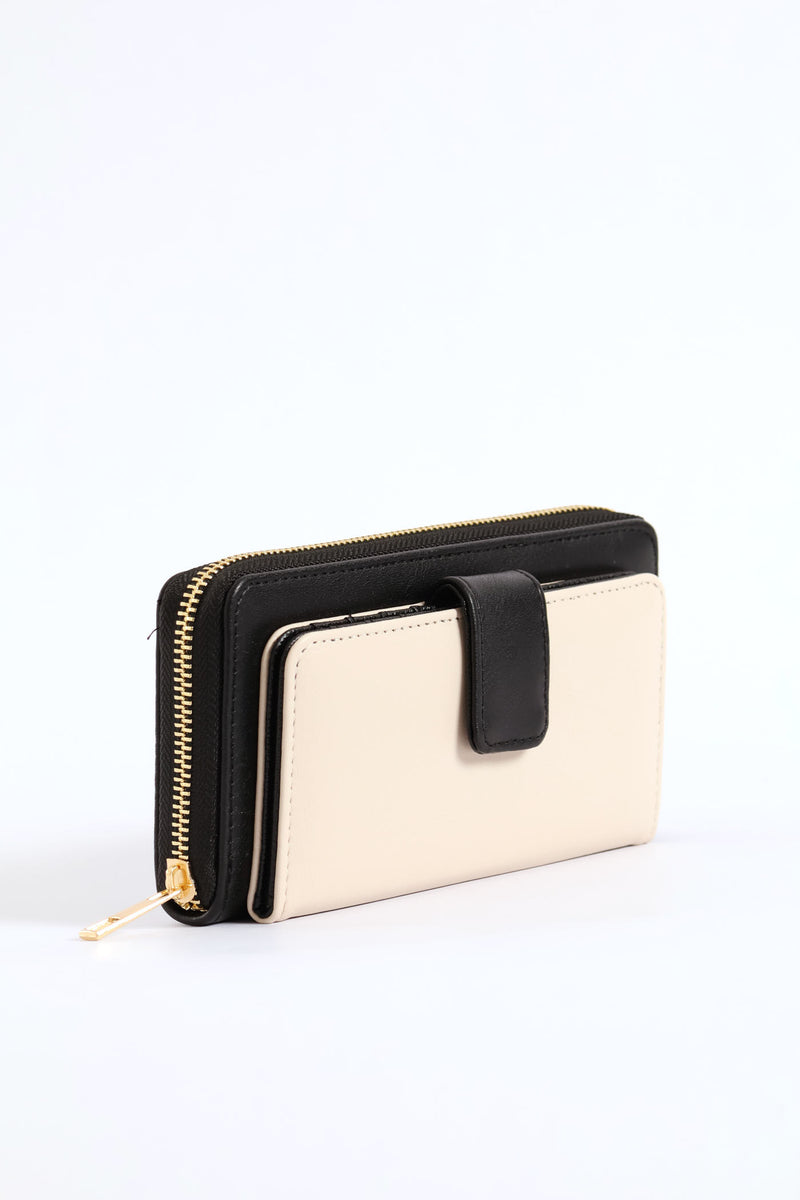 Colour Block Flap Zip Around Purse - Multi