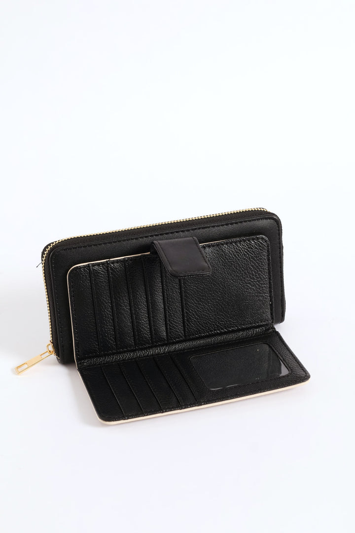 Colour Block Flap Zip Around Purse - Multi