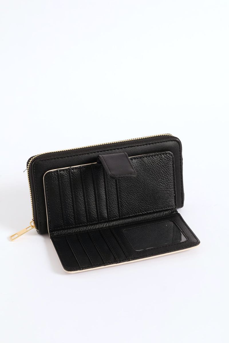 Colour Block Flap Zip Around Purse - Multi