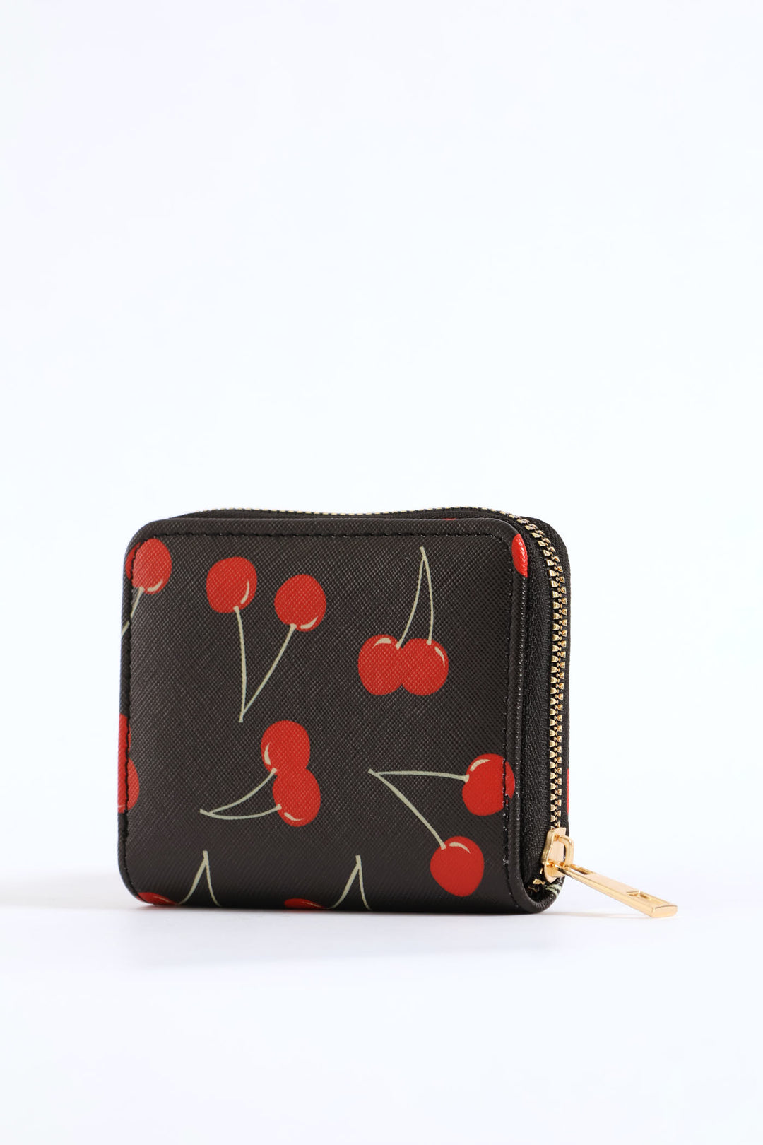 Cherry Small Zip Around Purse - Black