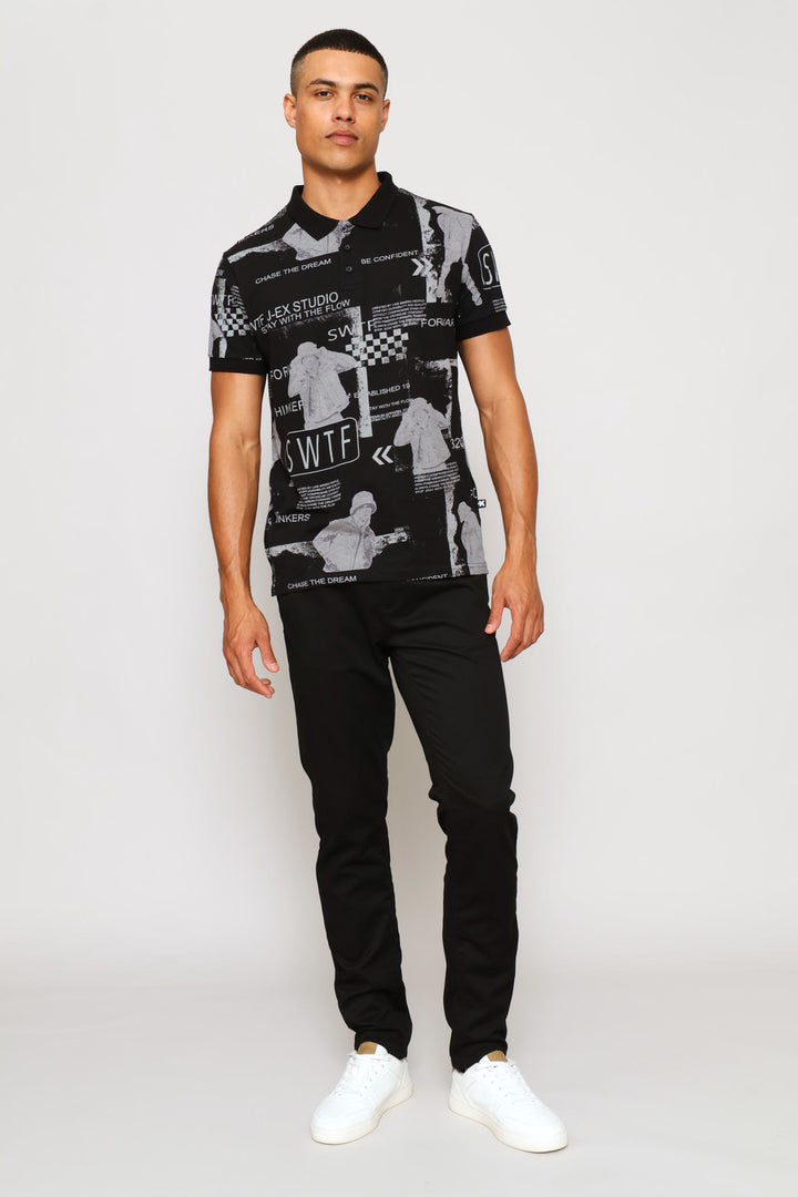 Rapper Print Golfer - Black