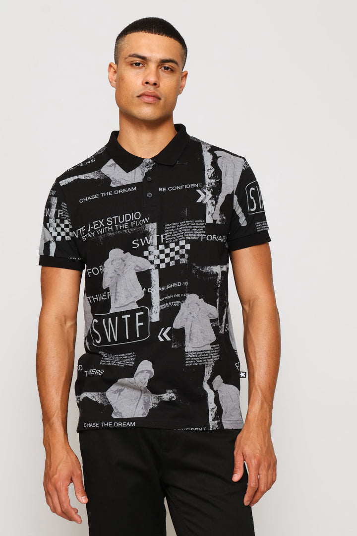 Rapper Print Golfer - Black