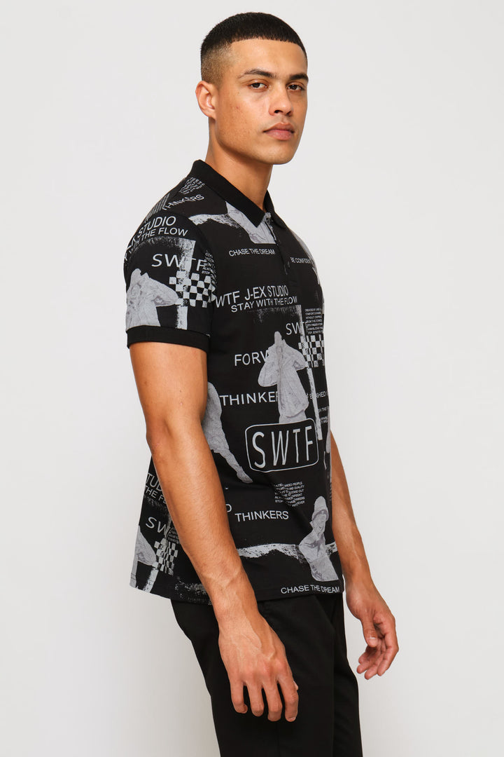 Rapper Print Golfer - Black
