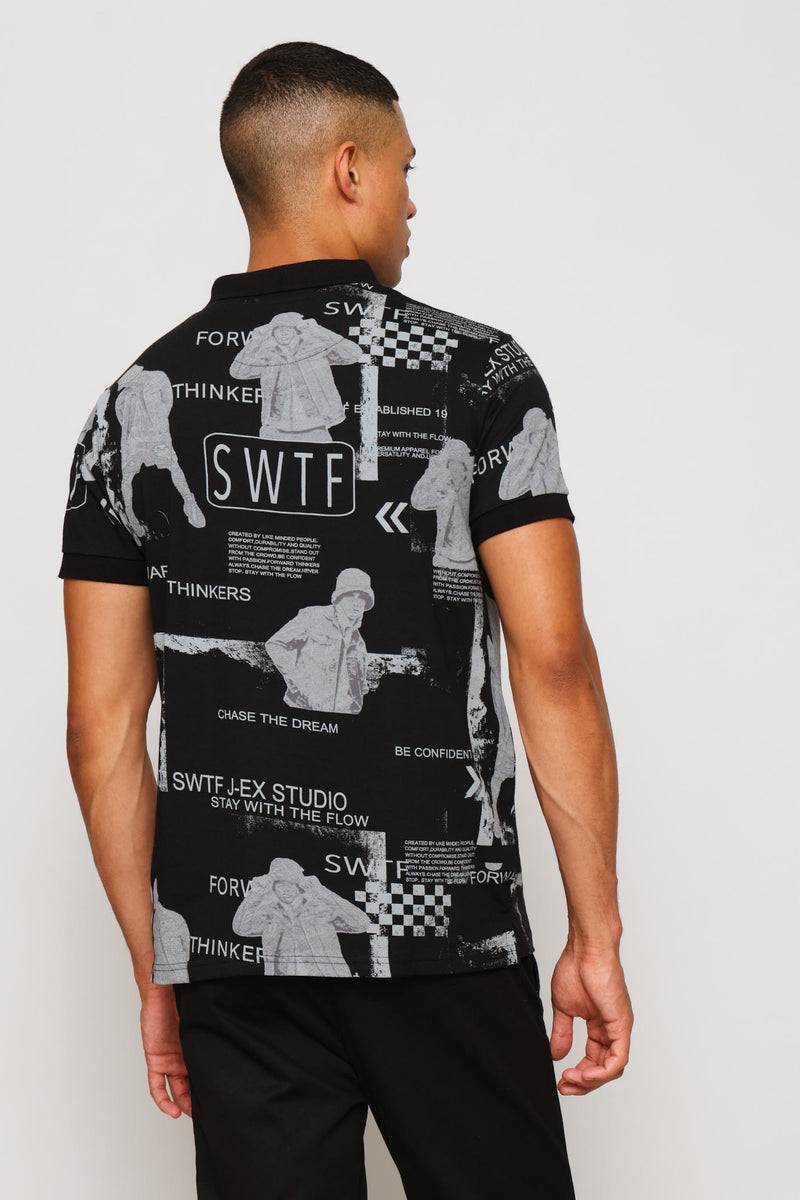 Rapper Print Golfer - Black
