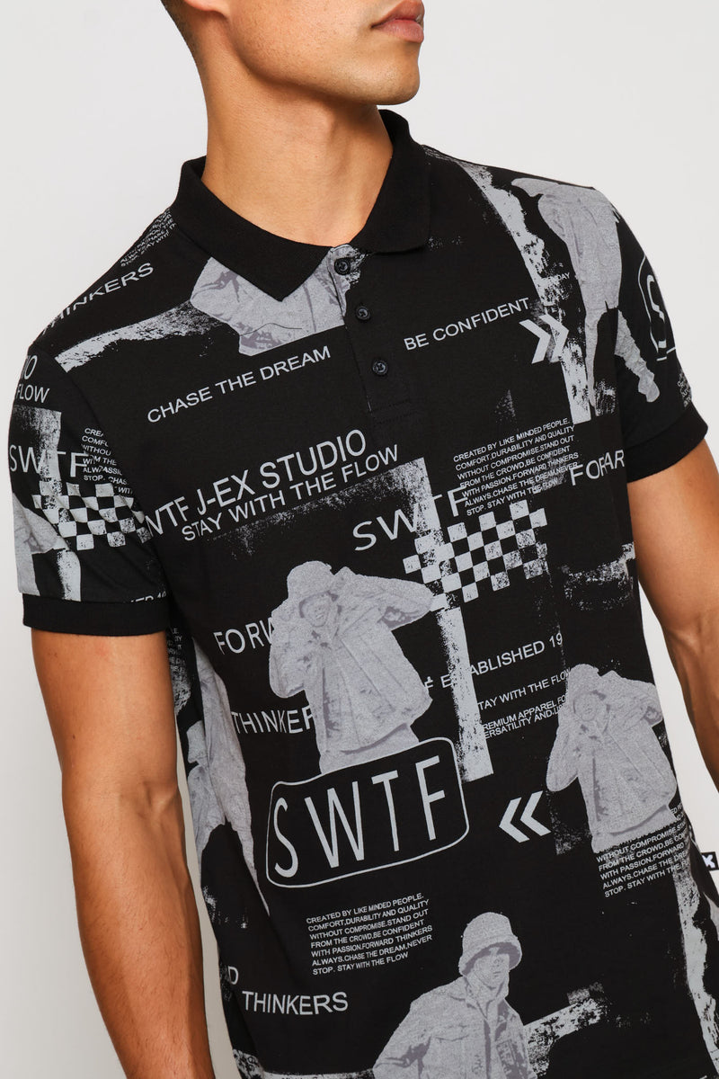 Rapper Print Golfer - Black