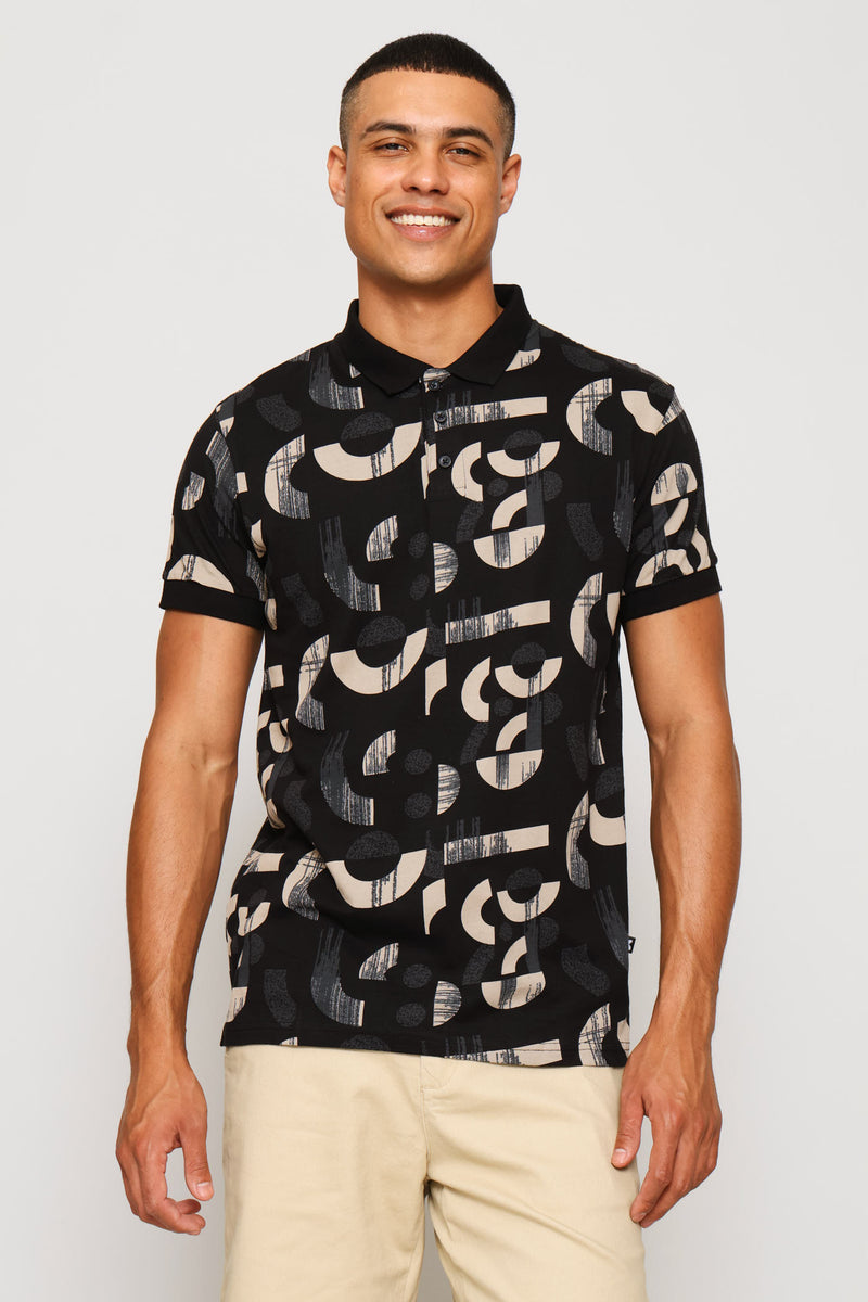 Printed Golfer - Black/Tan