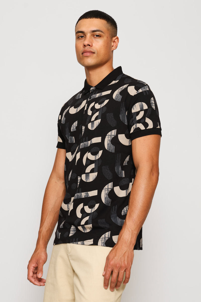 Printed Golfer - Black/Tan