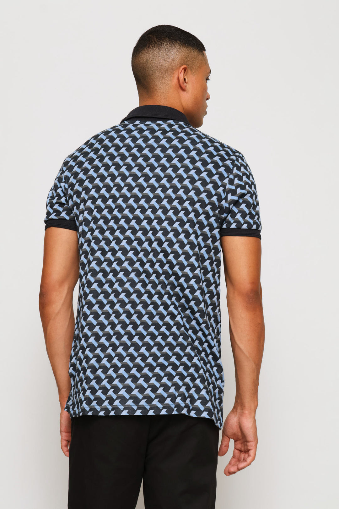Geometric Printed Quarter Zip - Navy