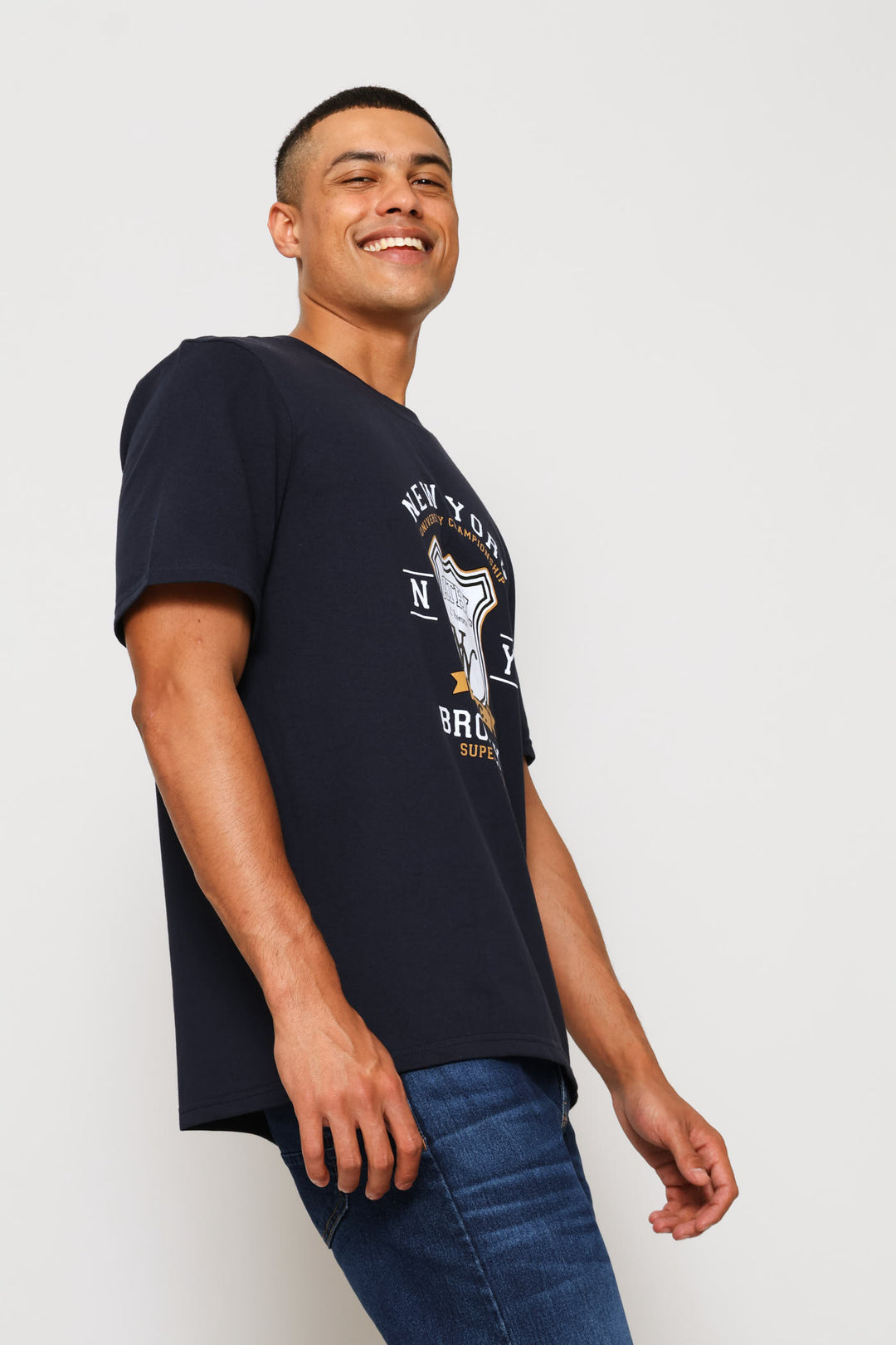 Brooklyn Print Tee - Navy