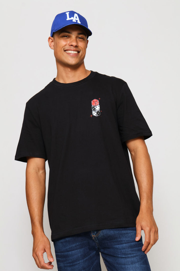 Money Dice Back & Front Print Tee - Black