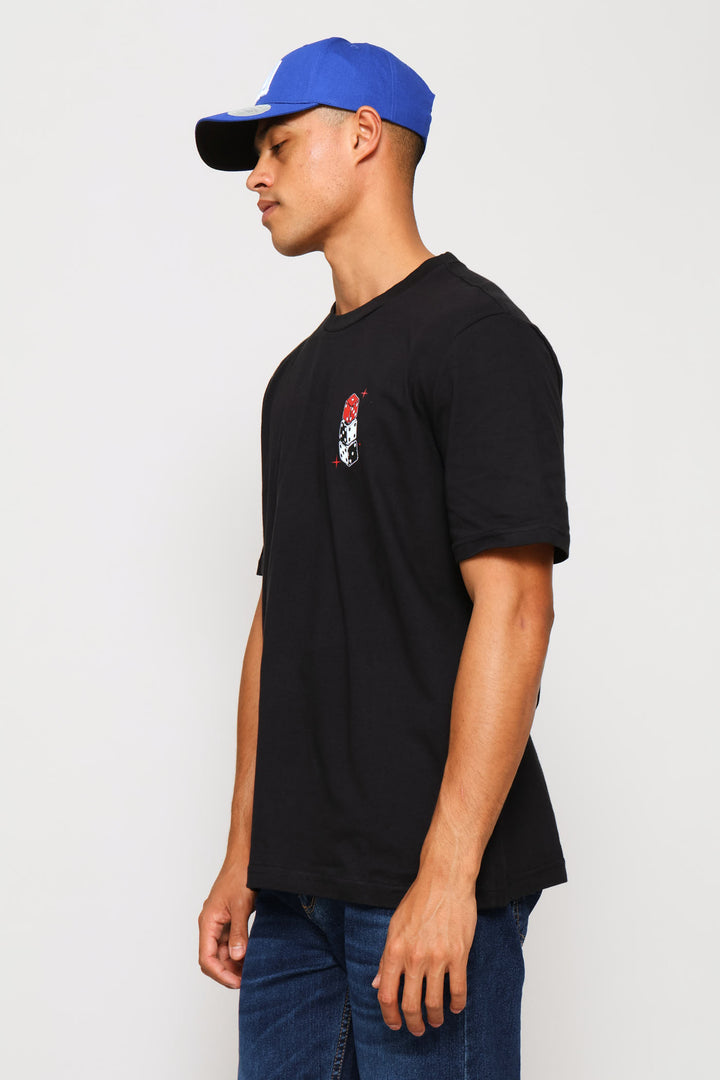 Money Dice Back & Front Print Tee - Black