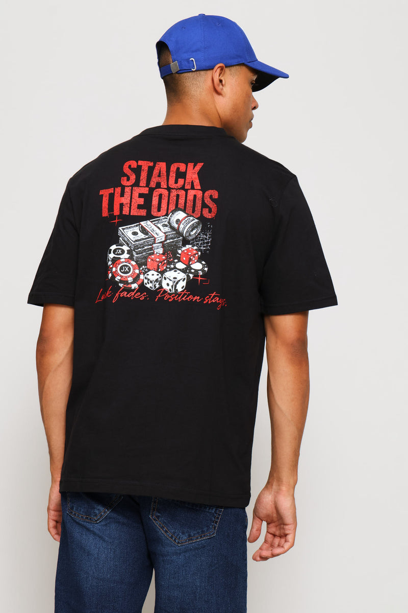 Money Dice Back & Front Print Tee - Black