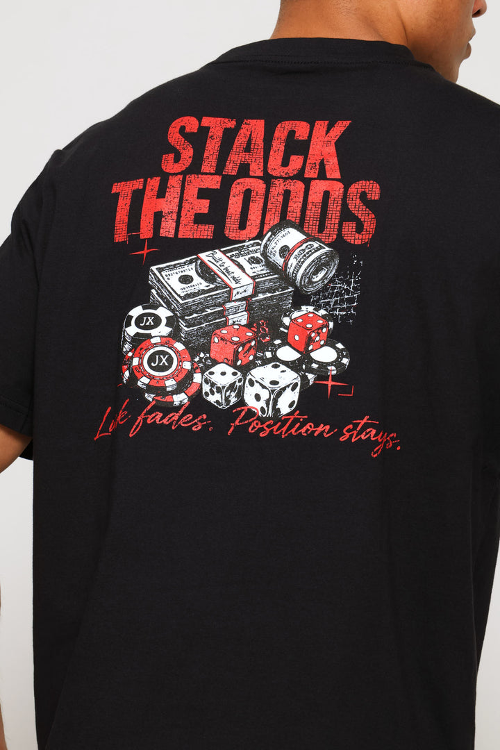Money Dice Back & Front Print Tee - Black