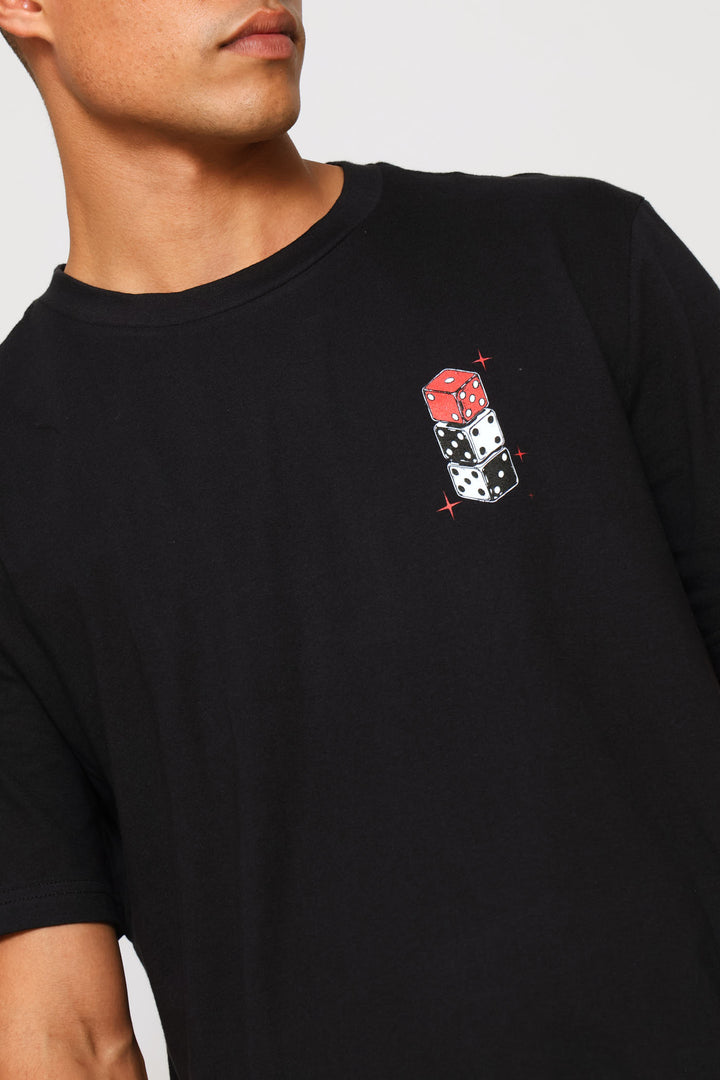 Money Dice Back & Front Print Tee - Black
