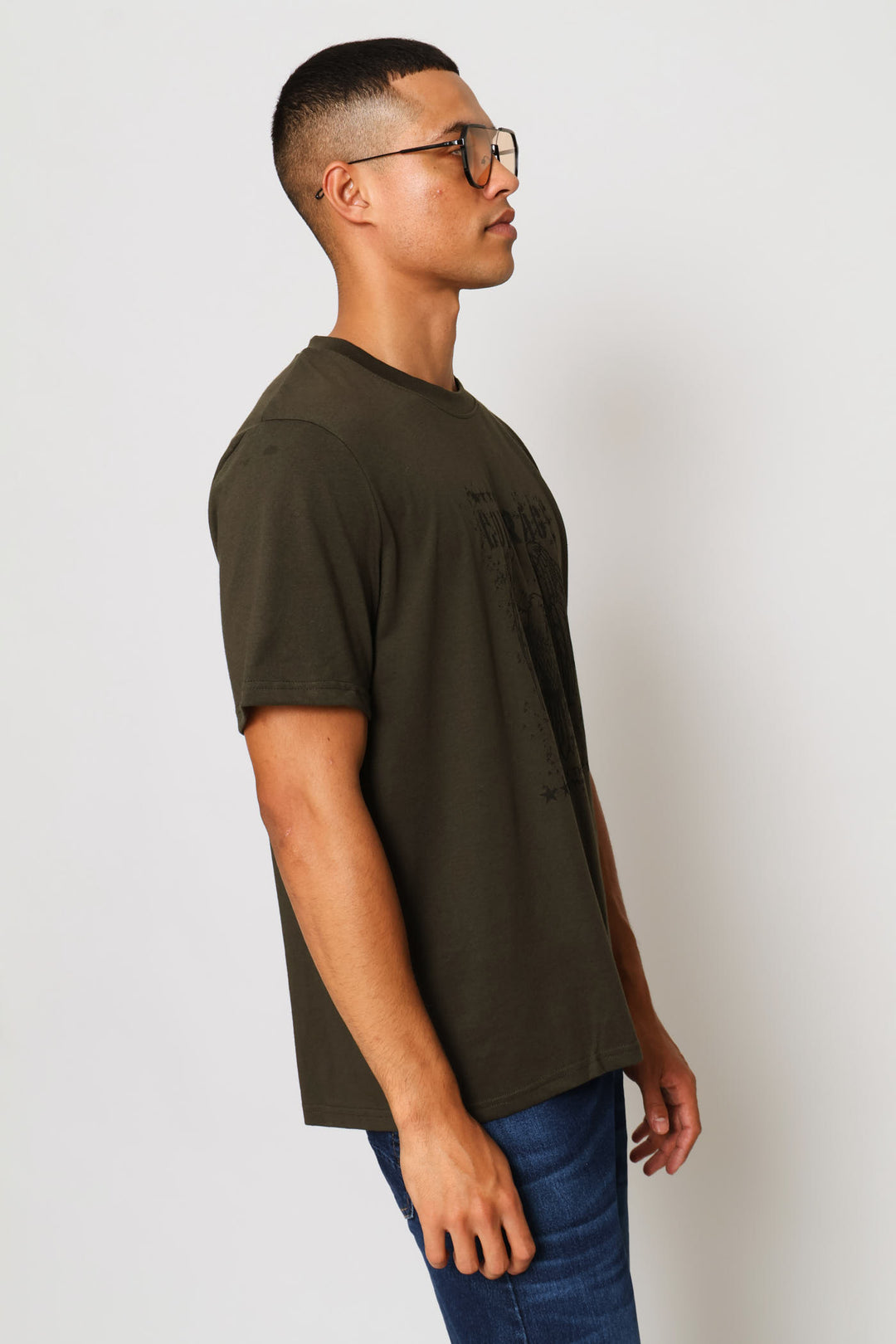 Courage Front Print Tee - Olive
