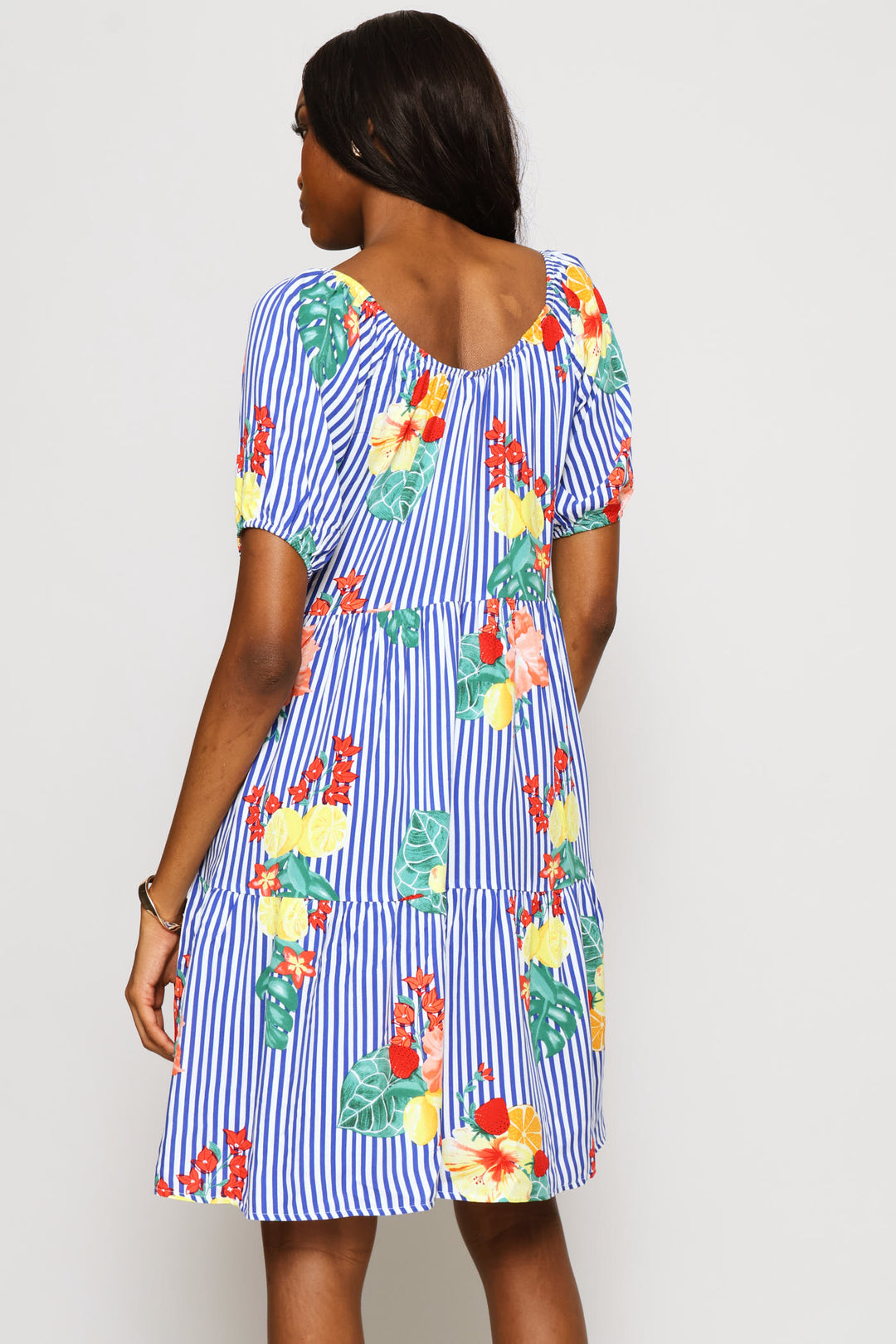 Printed Tiered Gypsy Mini Dress - Multi