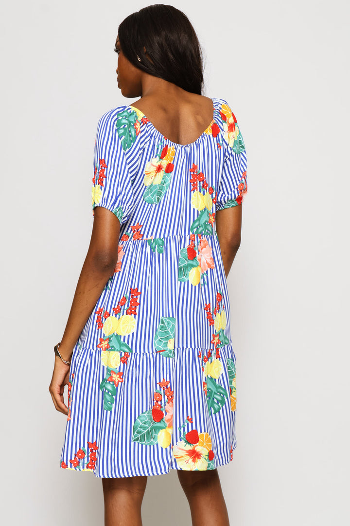 Printed Tiered Gypsy Mini Dress - Multi