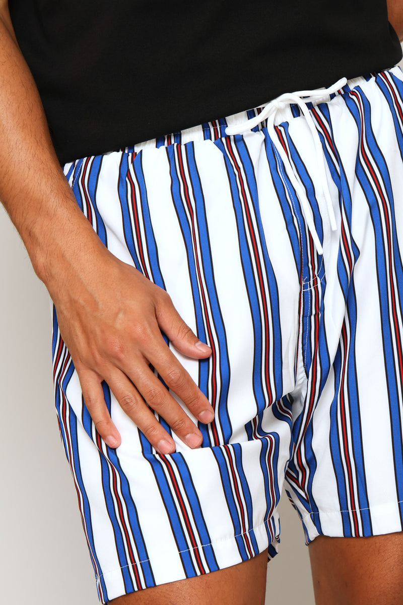 Eaglet Stripe Swim Shorts - White