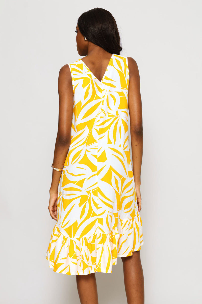 Frill Hem Hi-Lo Printed Shift Mini Dress - Floral