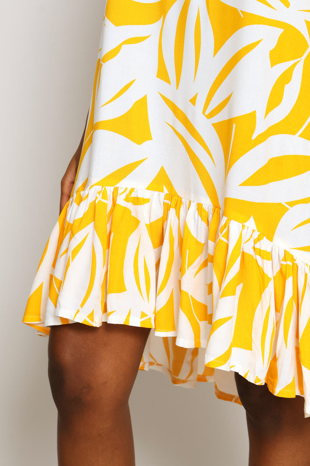 Frill Hem Hi-Lo Printed Shift Mini Dress - Floral