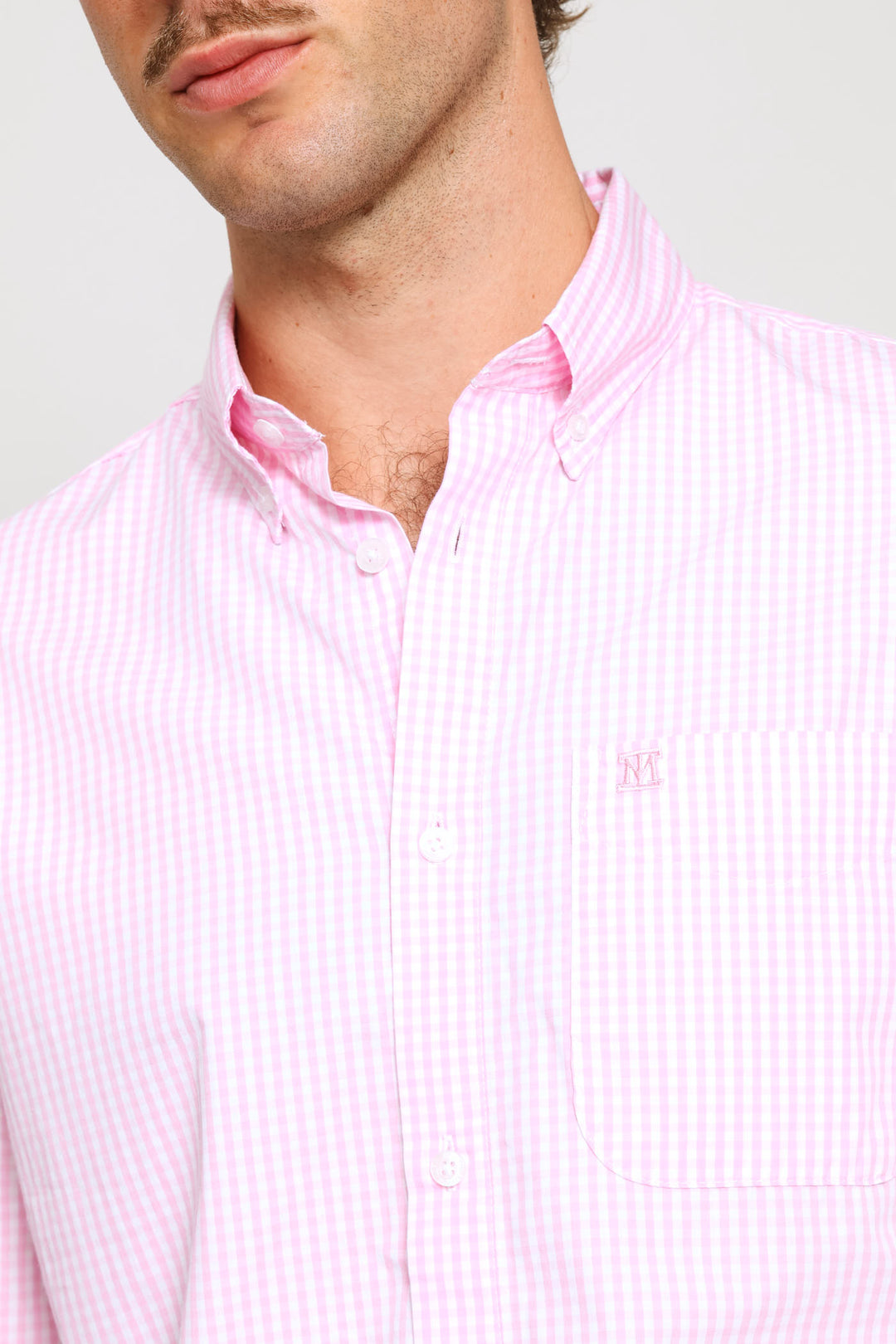 Fine Weave Washed Cotton Check Shirt - Pink