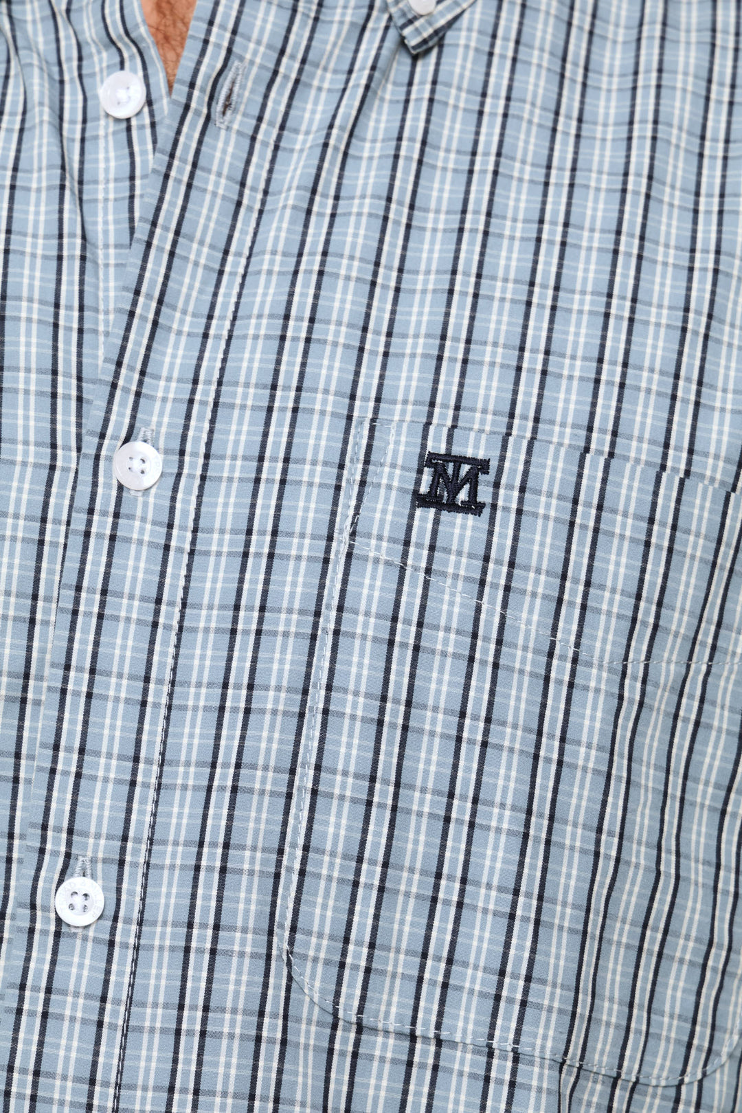 Fine Weave Washed Cotton Check Shirt - Blue