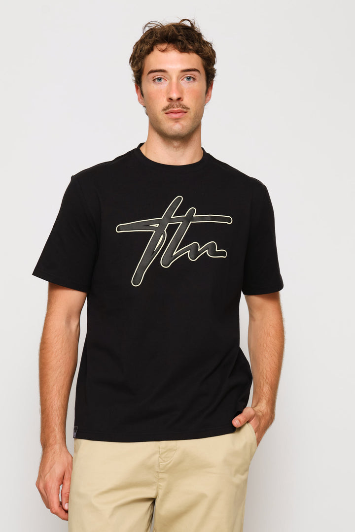 Heavy Weight Printed Crew Tee - Black