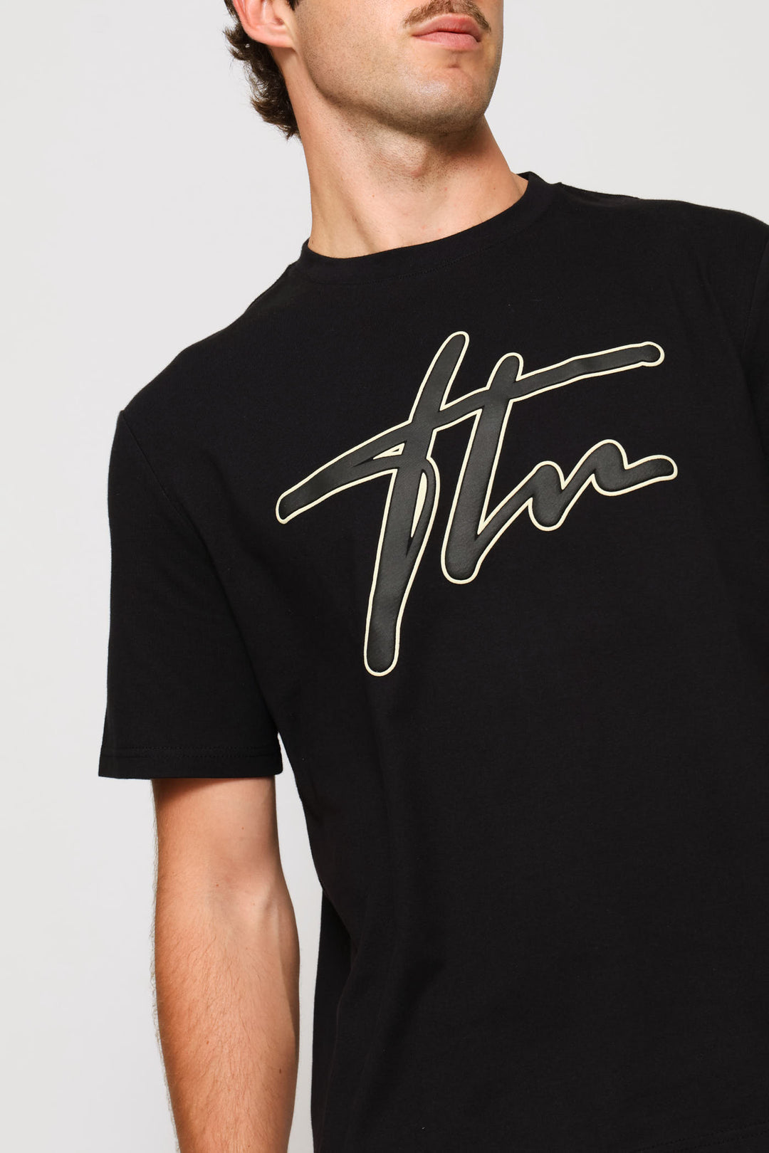 Heavy Weight Printed Crew Tee - Black