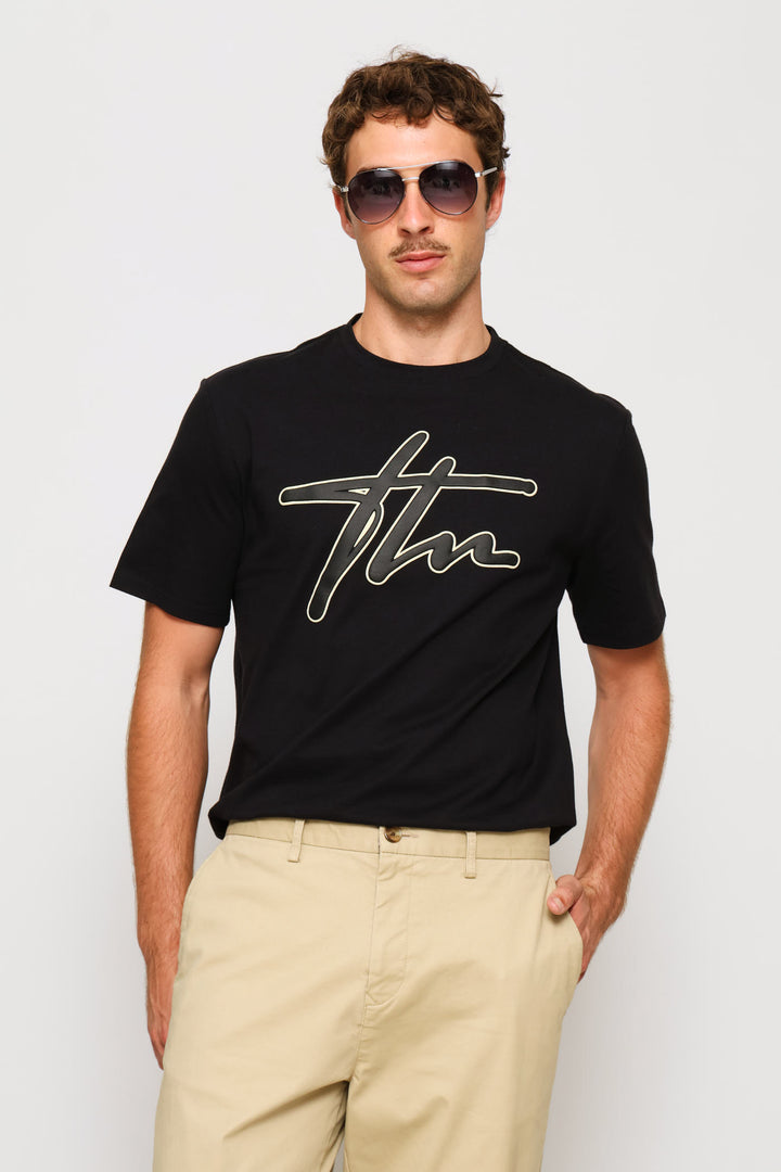 Heavy Weight Printed Crew Tee - Black