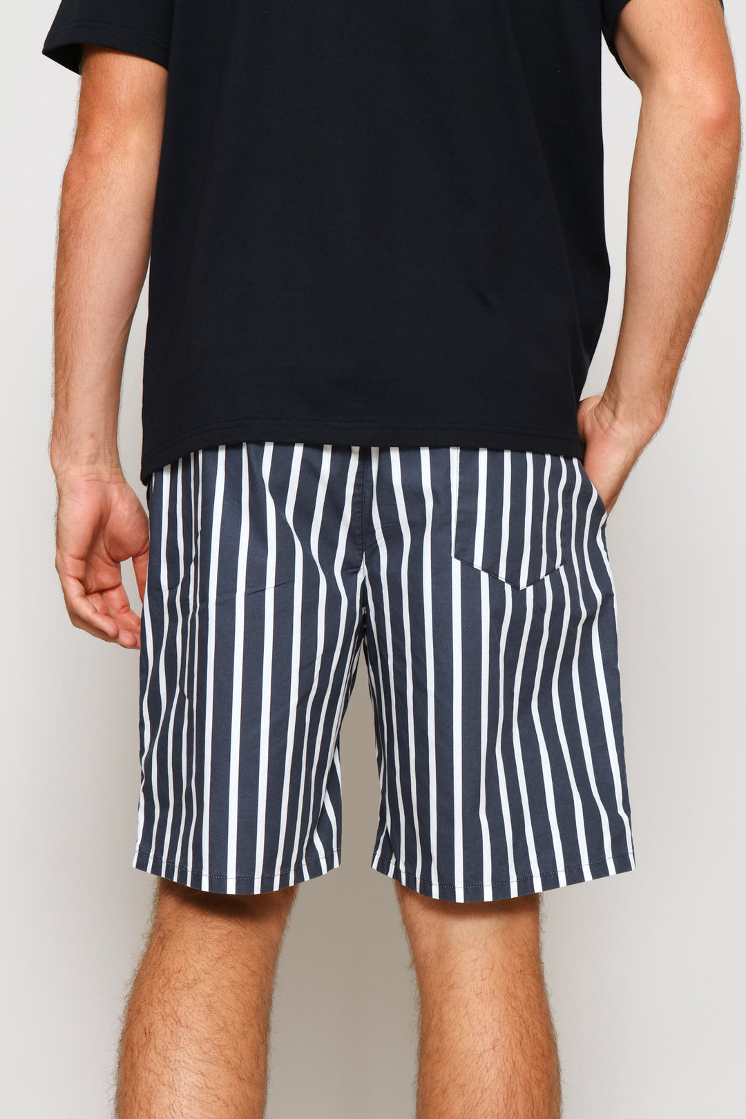 Cotton Nylon Swim Short - Navy/White