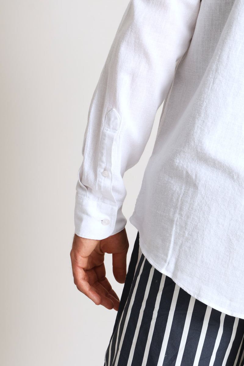 Long Sleeve Linen Shirt - White
