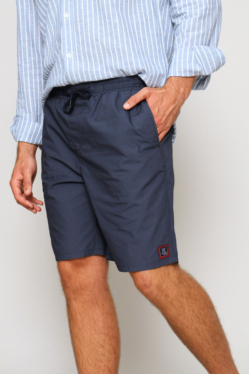 Cotton Nylon Swim Short - Navy