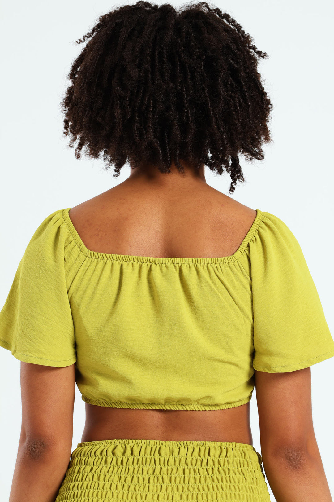 Girls Tie Front Linen Top - Lime