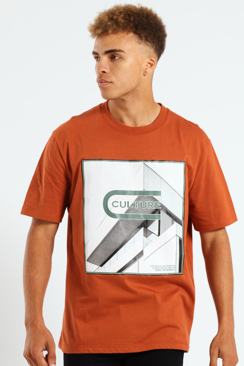 City Photographic Print Tee - Rust