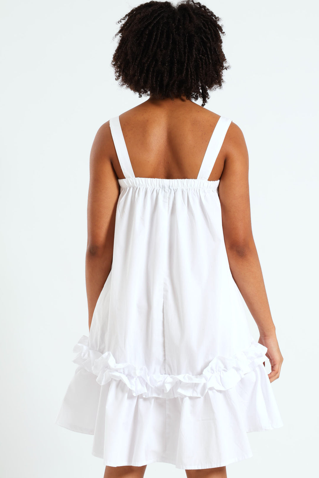 Girls Drop Tier Frilly Dress - White