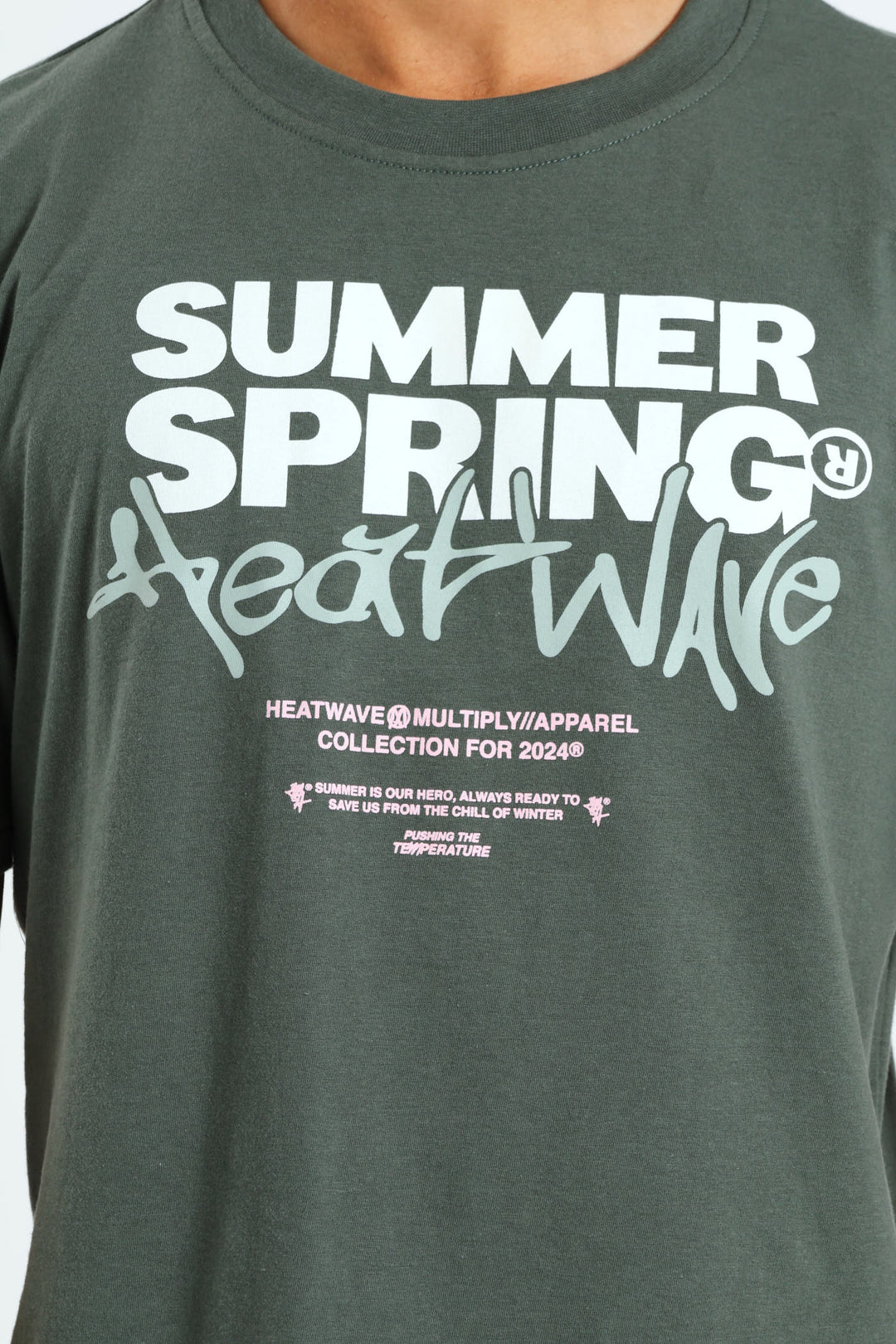 Heat Wave Front Print Tee - Dark Green