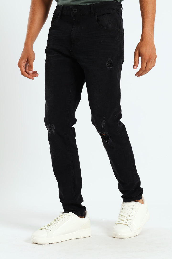 Ripped Super Skinny Denim Jean - Black