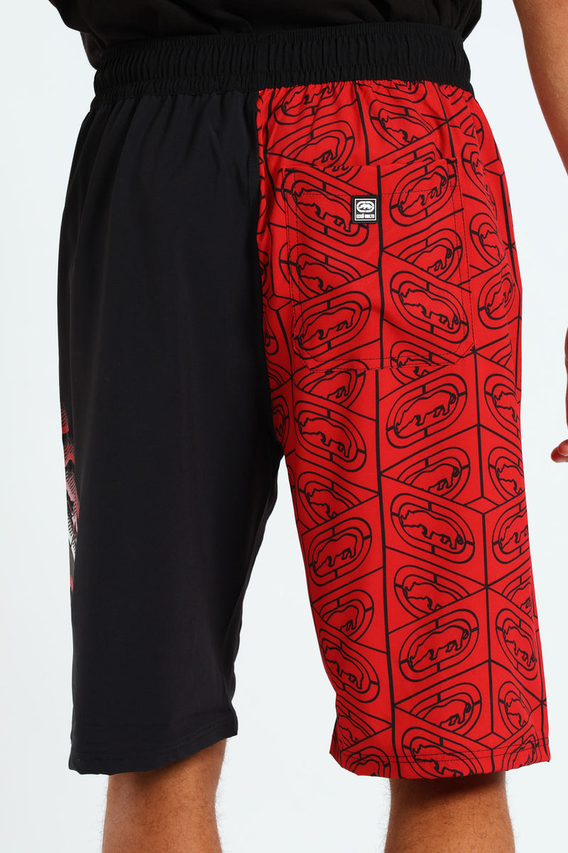Two Tone Swim Shorts - Black/Red