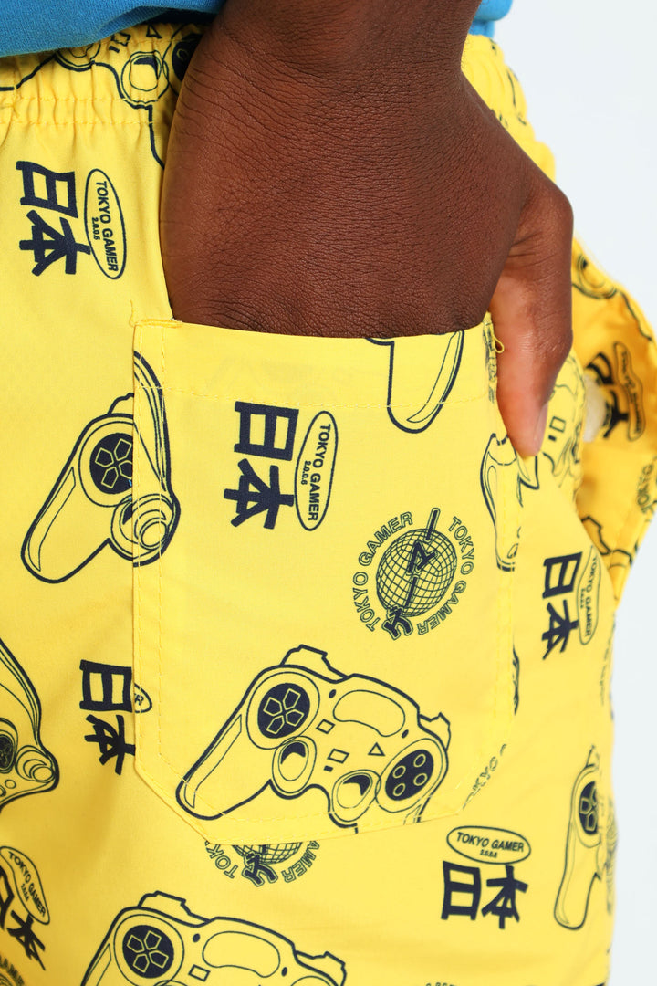 Boys Gamer Swim Shorts - Yellow