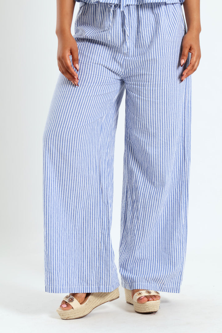 Pinstripe Relaxed Pants - Light Blue