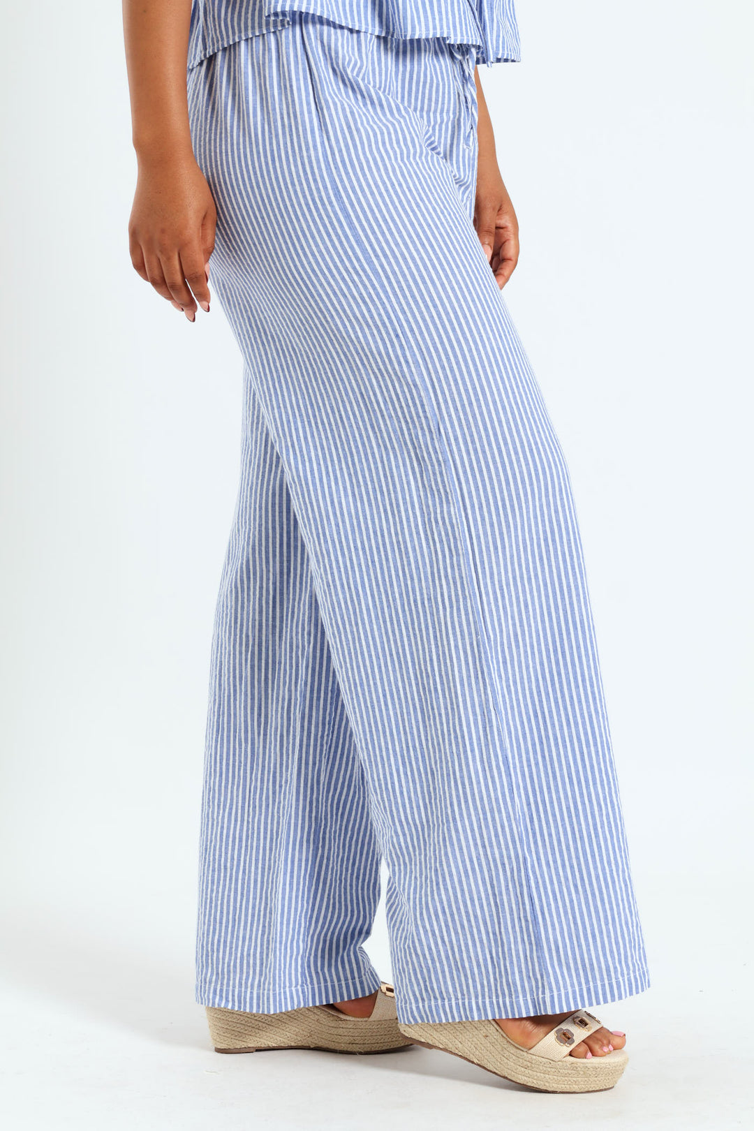 Pinstripe Relaxed Pants - Light Blue