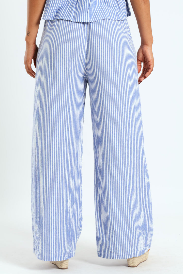 Pinstripe Relaxed Pants - Light Blue
