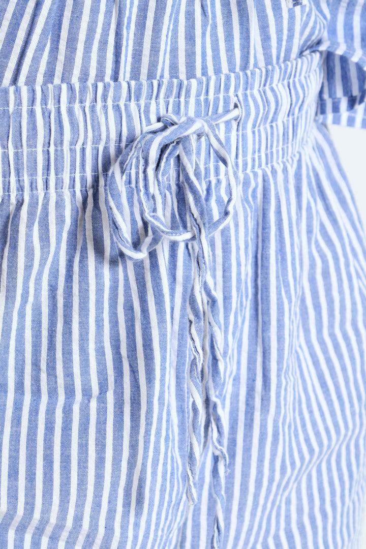 Pinstripe Relaxed Pants - Light Blue