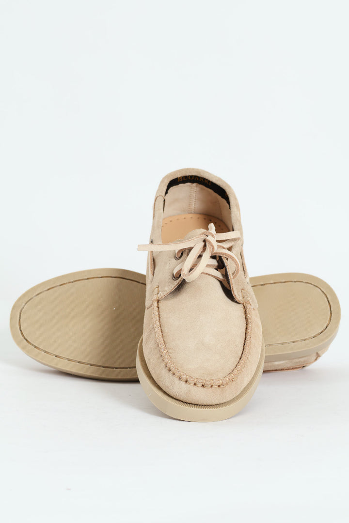 Suede Mono Boat Shoe - Stone