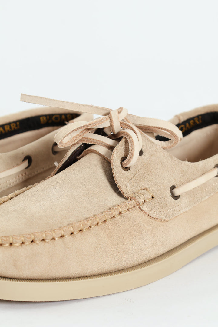 Suede Mono Boat Shoe - Stone