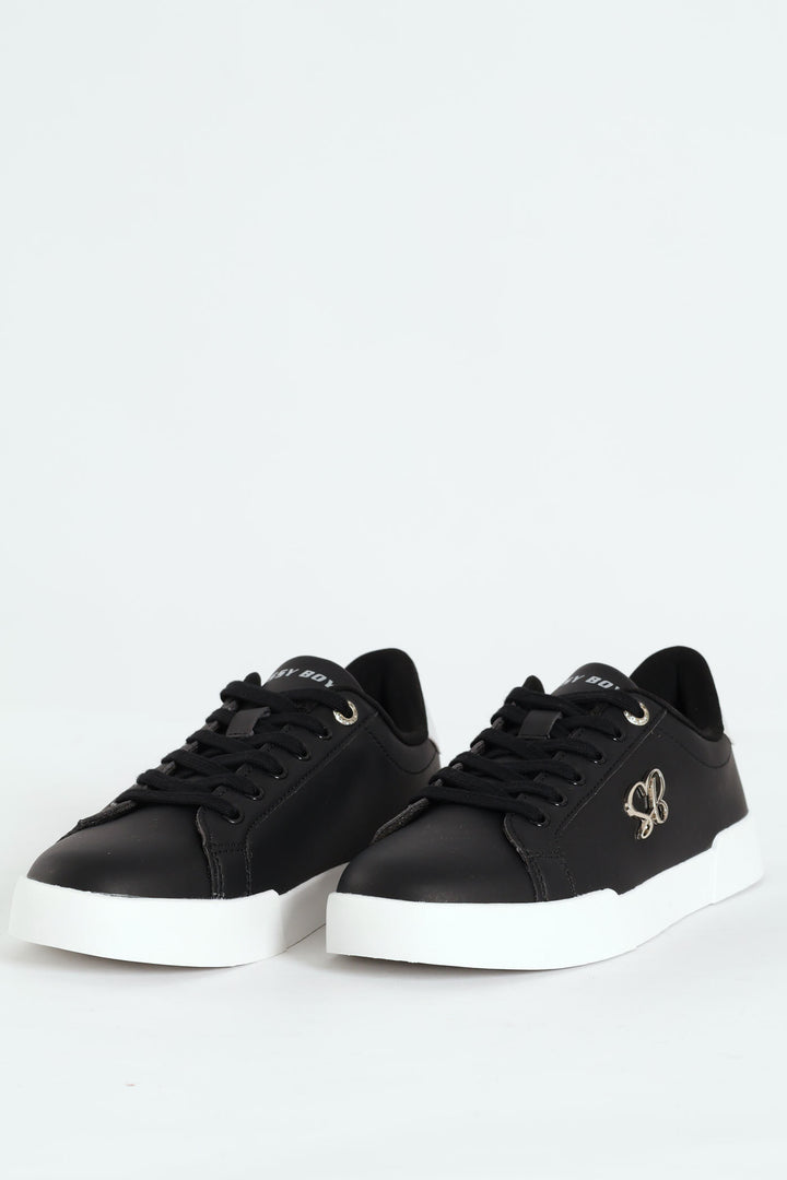 Classic Lace Up Logo Hardward Sneaker - Black