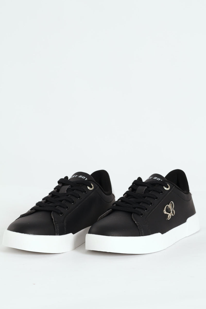 Classic Lace Up Logo Hardward Sneaker - Black