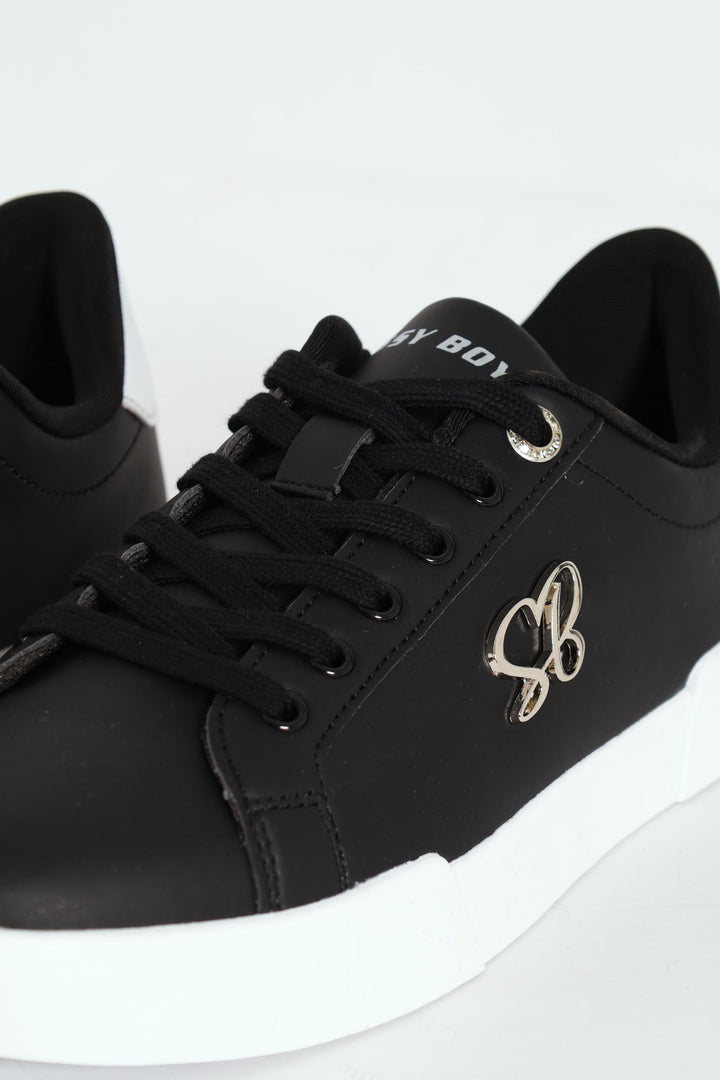 Classic Lace Up Logo Hardward Sneaker - Black